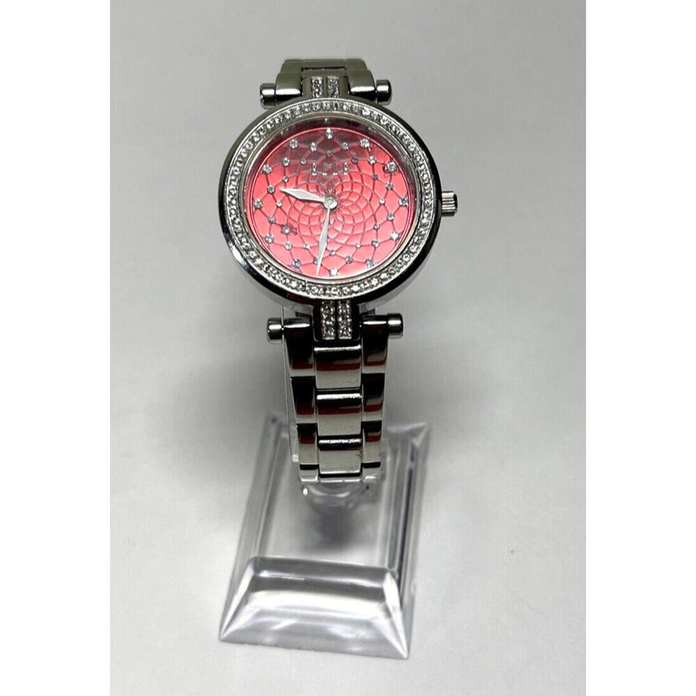 Elle Ladies Watch Stainless Steel Red Dial Rhinestone EL20366B03N NEW BATTERY